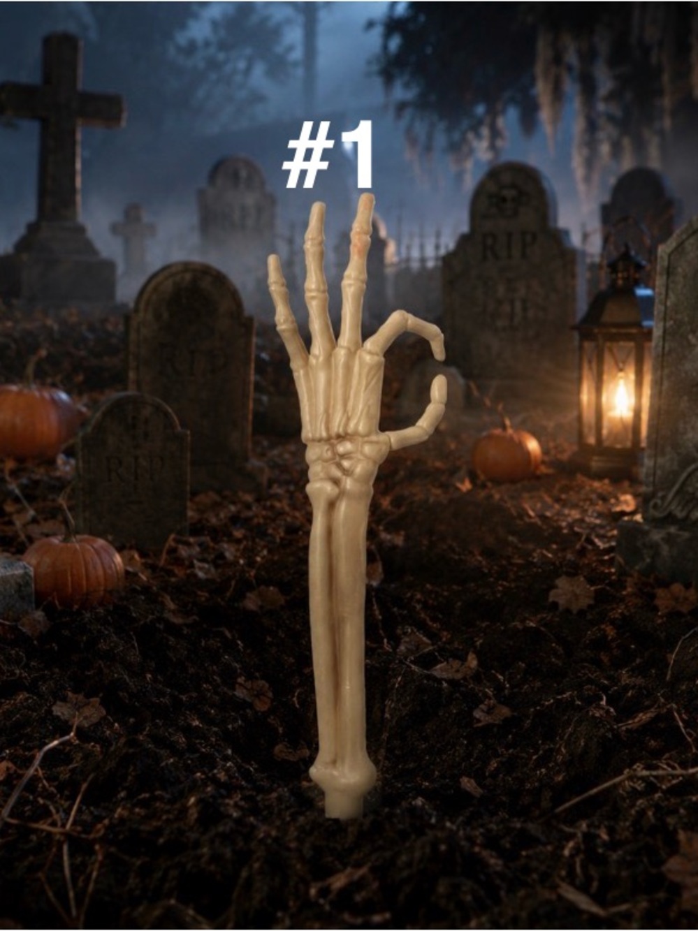 Halloween Rising Skeleton Hand Decoration - Beige PICK 1 - Picture 5 of 9